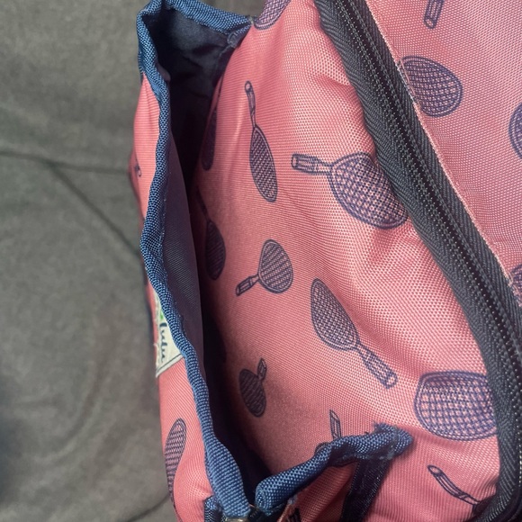 EUC Ame & LuLu LITTLE LOVE Tennis Racquet Backpack Pink/Nav 11’L x 4’W x 15.5’H. - Picture 7 of 10